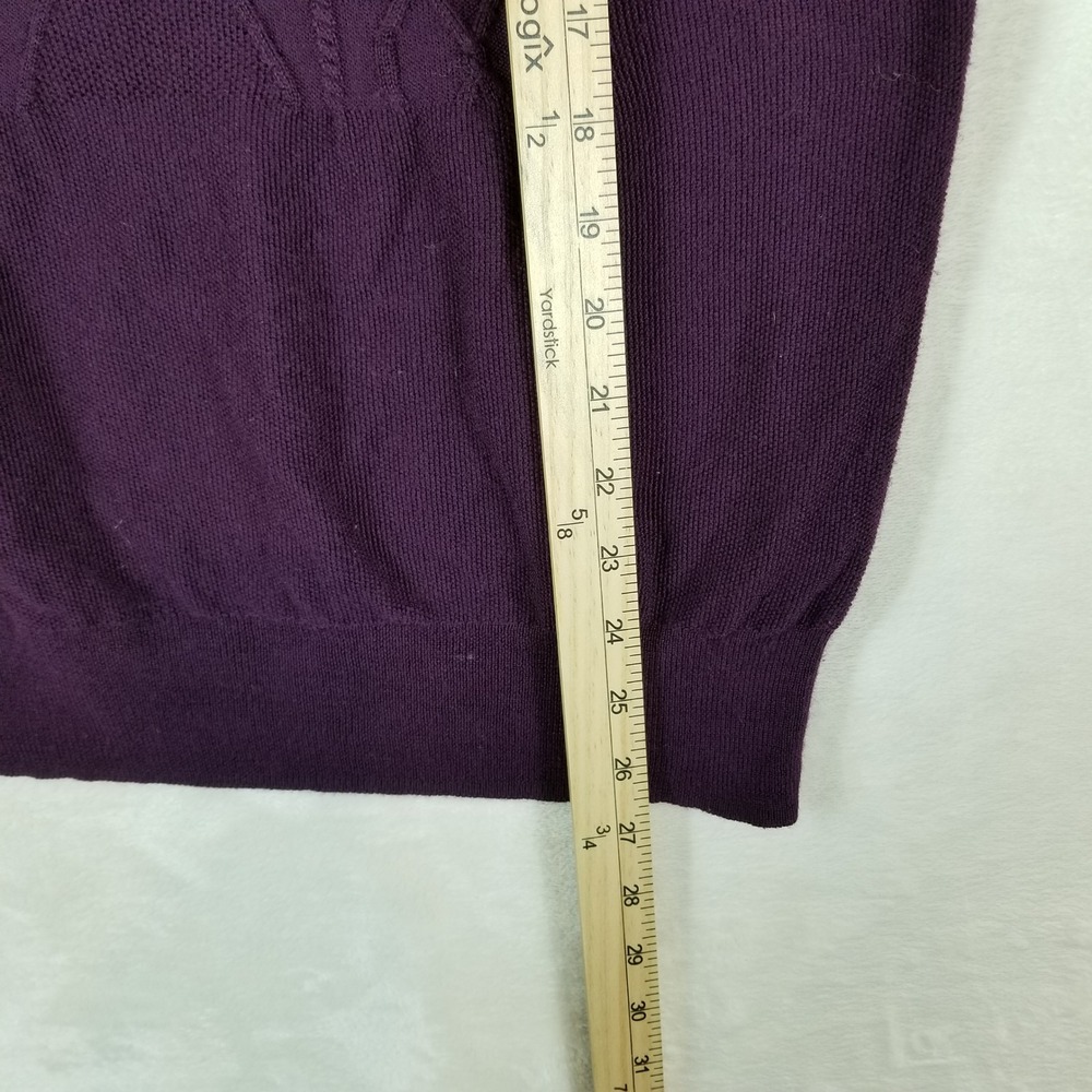 Brooks Brothers Sweater Women L Purple Saxon Wool Cable Knit Back Button - Picture 6 of 7